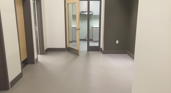 solid colour epoxy with matte urethane clear coat floor company ottawa concrete